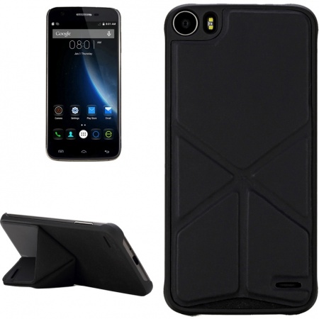 Leather Paste Skin Plastic Hard Case with Holder for Doogee F3 / F3 Pro