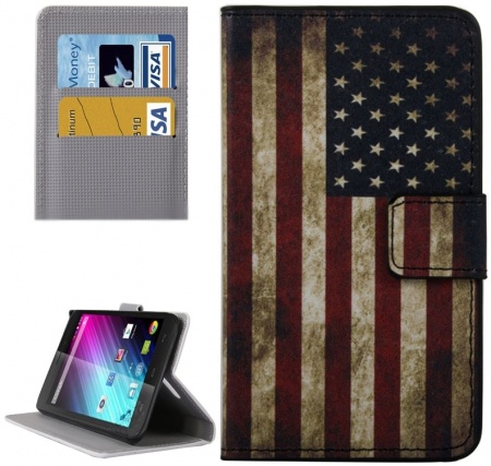 Retro US Flag Pattern Horizontal Flip PC + PU Leather Case with Holder & Card Slots & Wallet for Wiko Lenny 2