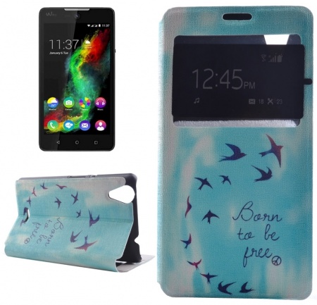 Flying Swallow Pattern Horizontal Flip Leather Case with Holder & Caller ID Window for Wiko Rainbow Lite