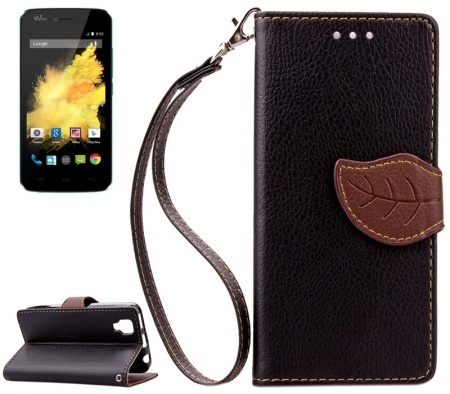 Leaf Magnetic Snap Litchi Texture Horizontal Flip Leather Case with Card Slots & Wallet & Holder & Lanyard for Wiko Sunset
