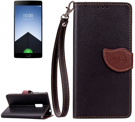 Leaf Magnetic Snap Litchi Texture Horizontal Flip Leather Case with Card Slots & Wallet & Holder & Lanyard for OnePlus 2