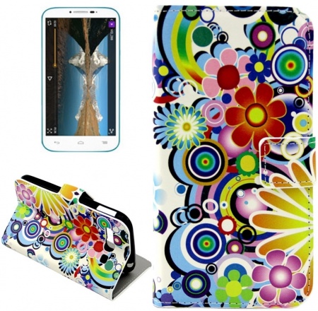 Colorful Flower Pattern Horizontal Flip Leather Case with Holder & Card Slots & Wallet for Alcatel One Touch Pop C9