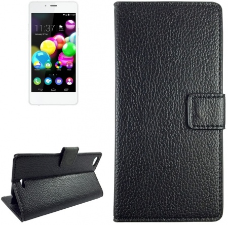 Litchi Texture Leather Case with Holder & Card Slots & Wallet for Wiko Highway Pure