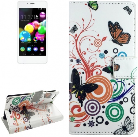 Butterfly Pattern Leather Case with Holder & Card Slots & Wallet for Wiko Highway Pure