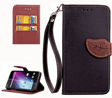 Leaf Magnetic Snap Litchi Texture Horizontal Flip Leather Case with Card Slots & Holder & Wallet & Lanyard for Wiko Lenny