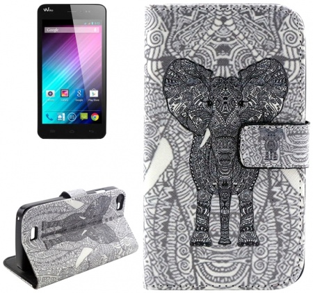 Elephant Pattern Leather Case with Holder & Card Slots & Wallet for Wiko Lenny