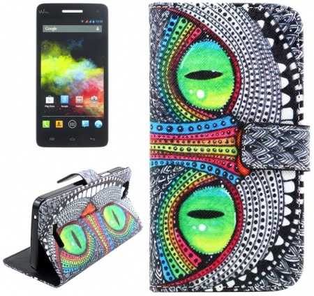 Owl Pattern Cross Texture Leather Case with Holder & Card Slots for Wiko rainbow