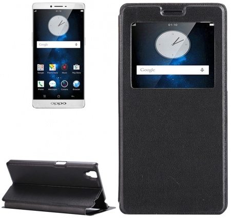 Litchi Texture Horizontal Flip Solid Color Leather Case with Holder & Call Display ID for OPPO R7s