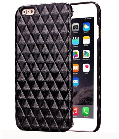 Stereo Diamond Lattice Style PU Paste Skin Plastic Protective Case for iPhone 6 & 6S