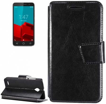 Crazy Horse Texture Horizontal Flip Black Leather Case with Holder & Card Slots for Vodafone Smart Prime 6 / OT-V895