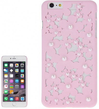 Hollow Style Daisy Pearl Encrusted Plastic Protective Case for iPhone 6