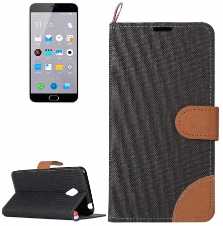 Denim Texture Horizontal Flip Leather Case with Card Slots & Holder for Meizu M2