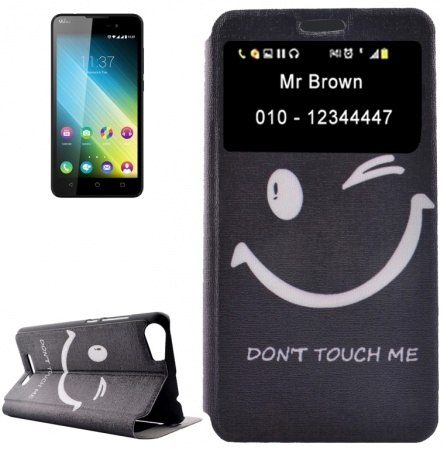 Smiling Face Pattern Horizontal Flip Leather Case with Holder & Call Display ID For Wiko Lenny 2