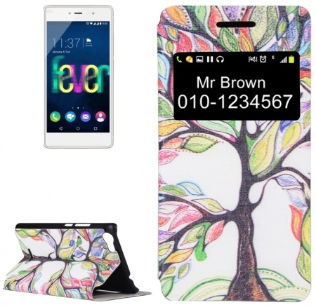 Abstract Tree Pattern Horizontal Flip Leather Case with Holder & Call Display ID For Wiko Fever