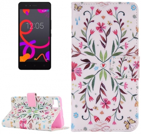 For BQ Aquaris M5 Flower Pattern Horizontal Flip Leather Case with Holder & Card Slots & Wallet