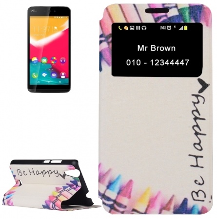 Colour Pen Love Pattern Horizontal Flip Leather Case with Holder & Call Display ID For Wiko Rainbow JAM 4G