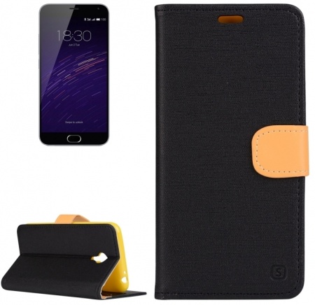 Denim Texture Horizontal Flip Solid Color Leather Case with Holder & Card Slots & Wallet for Meizu M2 Note