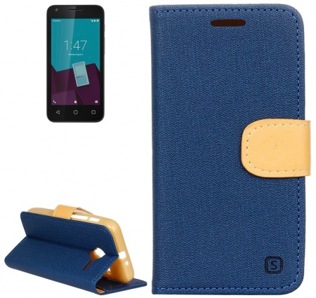 Denim Texture Horizontal Flip Solid Color Leather Case with Holder & Card Slots & Wallet for Vodafone Smart Speed 6