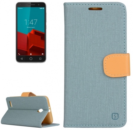 Denim Texture Horizontal Flip Solid Color Leather Case with Holder & Card Slots & Wallet for Vodafone Smart Prime 6