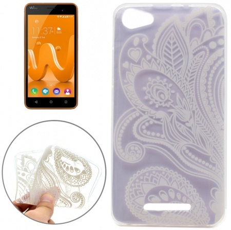 For Wiko Jerry Half Flower Pattern Transparent TPU Soft Protective Back Cover Case