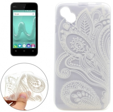 For Wiko Sunny Half Flowers Pattern Transparent TPU Soft Protective Back Cover Case
