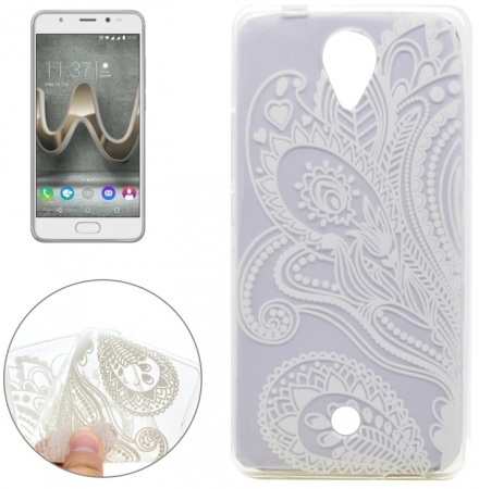 For Wiko Ufeel Half Flowers Pattern Transparent TPU Soft Protective Back Cover Case