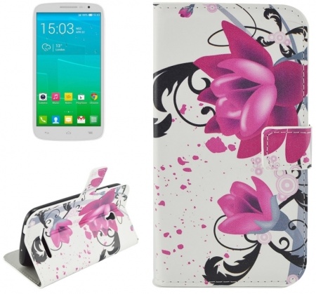 For Alcatel OneTouch POP S9 Lotus Pattern Horizontal Flip Leather Case with Holder & Card Slots & Wallet