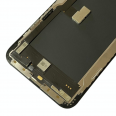 Pantalla OLED de un iPhone XS sin la carcasa frontal, mostrando componentes electrónicos y conectores.