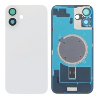 Back cover with camera frame and magnetic ring for iPhone 16 Plus White