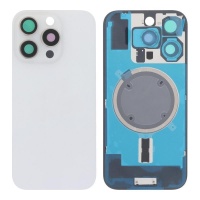 Back cover with camera frame and magnetic ring for iPhone 16 Pro Titanium White
