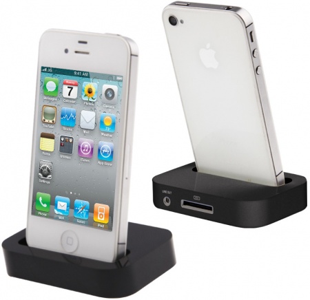 Black Dock Cradle Charger Station with 3.5mm Line out for iPhone 4 & 4S